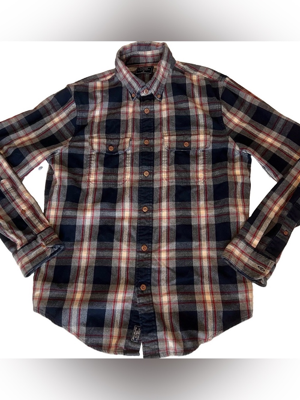 Abercrombie & Fitch Shirt Mens M Blue Plaid Flannel Long Sleeve Button Up Casual
